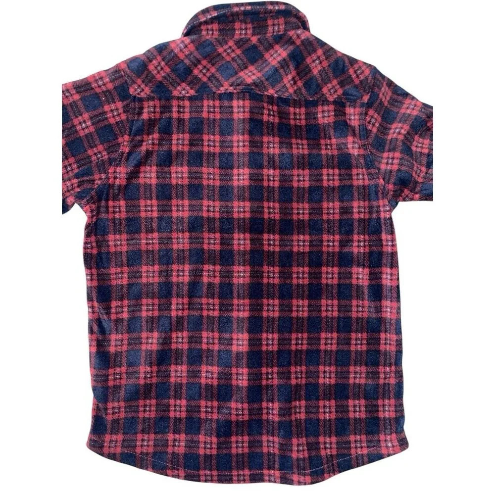 Nickel & Iron Fleece Plaid Shirt Men's M Red Navy Blue Button Up Long Sleeve NWT - Picture 3 of 7